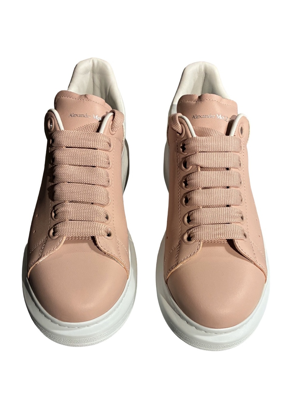 Alexander McQueen Oversized Sneakers Blush Pink and White with Platform Sole
